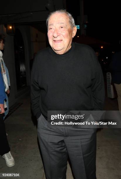 Bob Arum is seen on February 24, 2018 in Los Angeles, California.