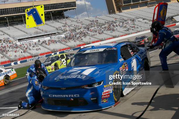 Elliott Sadler, JR Motorsports, Cessna Chevrolet Camaro pits during the Rinnai 250 NASCAR Xfinity Series race on February 23 at the Atlanta Motor...