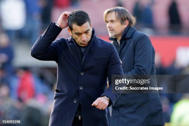 Coach Giovanni van Bronckhorst of Feyenoord during the Dutch Eredivisie match between Feyenoord v PSV at the Stadium Feijenoord on February 25, 2018...