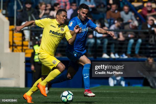 Carlos Bacca, Bruno during the match between Villarreal CF against Getafe CF, week 25 of La Liga 2017/18 in Ceramica stadium, Villarreal, SPAIN. 25th...