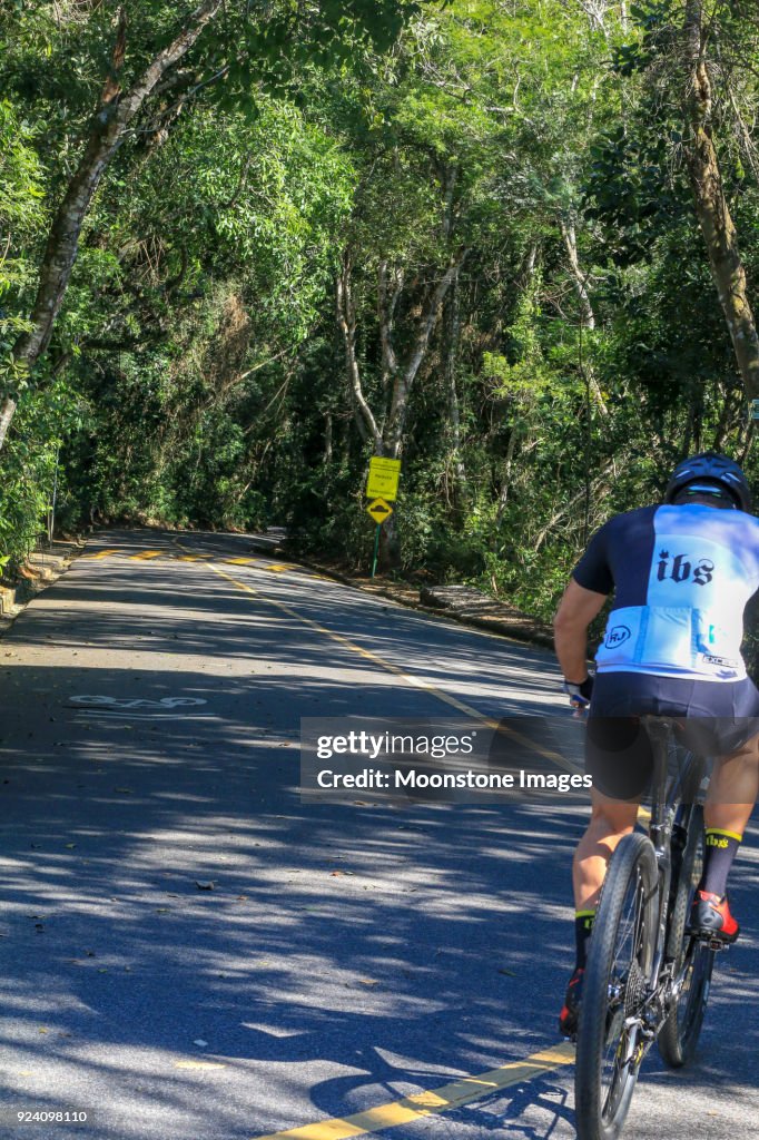 Radfahrer in Tijuca Wald, Rio De Janeiro