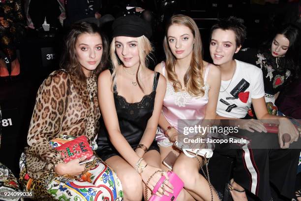 Eliza Moncreiffe, Alexandra Moncreiffe, Idina Moncreiffe and Lily Moncreiffe attend the Dolce & Gabbana show during Milan Fashion Week Fall/Winter...