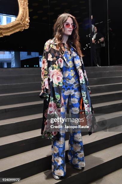 Daisy Maybe attends the Dolce & Gabbana show during Milan Fashion Week Fall/Winter 2018/19 on February 25, 2018 in Milan, Italy.