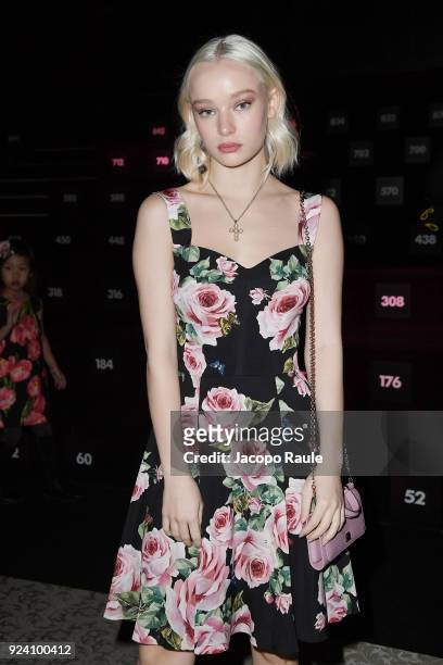 Maddi Waterhouse attends the Dolce & Gabbana show during Milan Fashion Week Fall/Winter 2018/19 on February 25, 2018 in Milan, Italy.