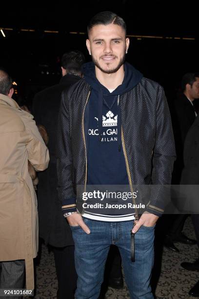 Mauro Icardi attends the Dolce & Gabbana show during Milan Fashion Week Fall/Winter 2018/19 on February 25, 2018 in Milan, Italy.