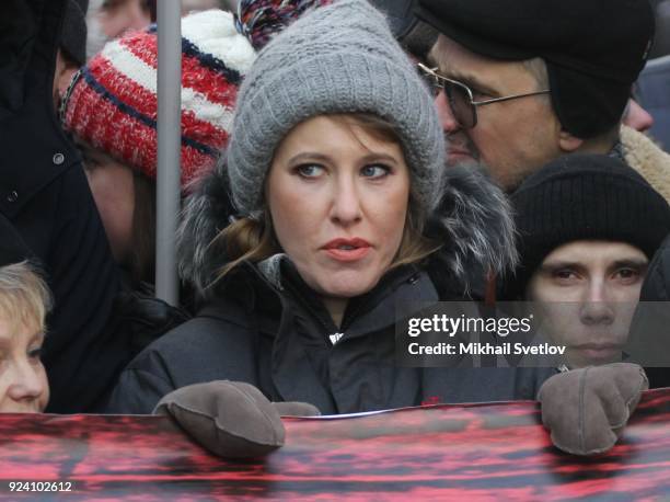 Candidate for Presidential Elections 2018 Ksenia Sobchak attends the Nemtsov March, a rally in memory of Boris Nemstov, former First Deputy Prime...