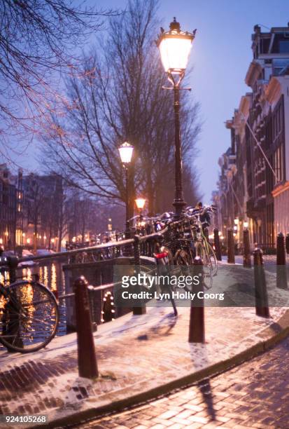 amsterdam bridge at night in winter - lyn holly coorg stock-fotos und bilder