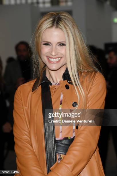 Michelle Hunziker attends the Trussardi show during Milan Fashion Week Fall/Winter 2018/19 on February 25, 2018 in Milan, Italy.