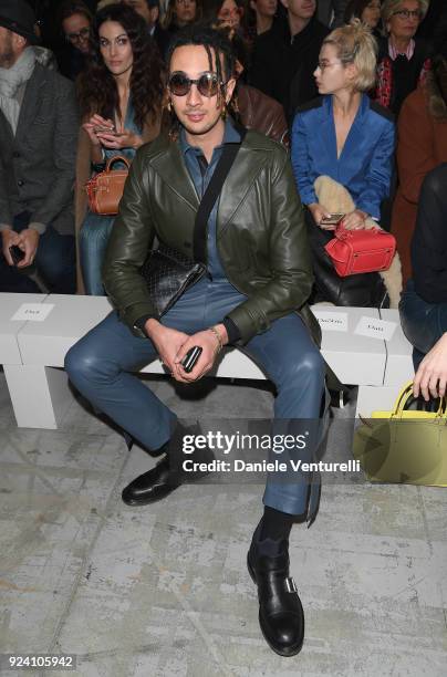 Ghali attends the Trussardi show during Milan Fashion Week Fall/Winter 2018/19 on February 25, 2018 in Milan, Italy.