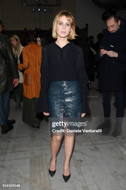 Elena Radonicich attends the Trussardi show during Milan Fashion Week Fall/Winter 2018/19 on February 25, 2018 in Milan, Italy.