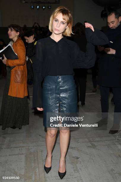 Elena Radonicich attends the Trussardi show during Milan Fashion Week Fall/Winter 2018/19 on February 25, 2018 in Milan, Italy.