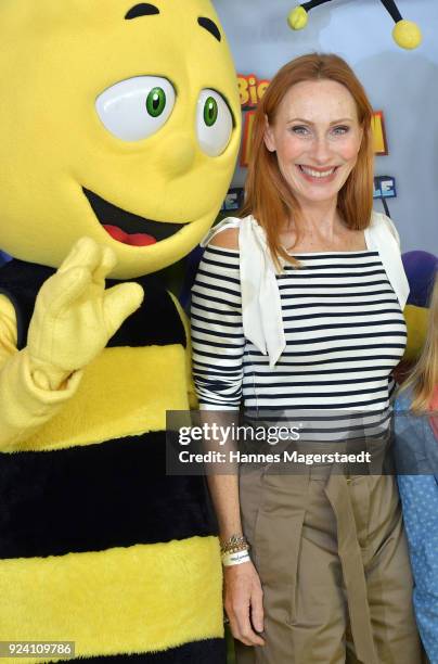 Andrea Sawatzki attends the premiere of 'Biene Maja - Die Honigspiele' at Mathaeser Filmpalast on February 25, 2018 in Munich, Germany.