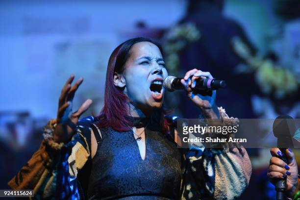 Artist Rhiannon Giddens performs during The Apollo Presents: Soundtrack '63 at The Apollo Theater on February 24, 2018 in New York City.