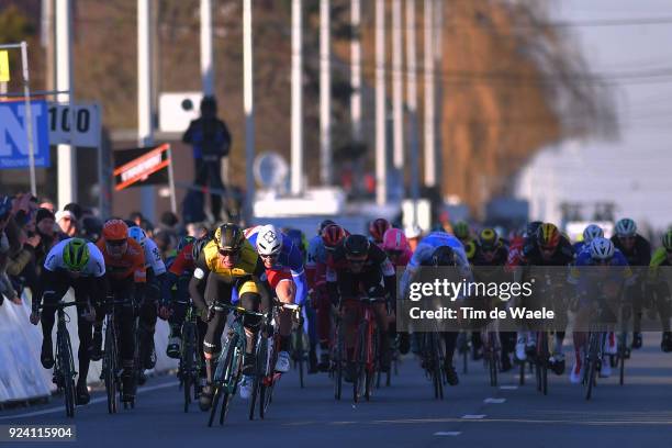 70th Kuurne - Brussels - Kuurne 2018 Arrival Sprint / Dylan Groenewegen of The Netherlands / Arnaud Demare of France / Julien Vermote of Belgium /...