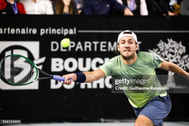 Lucas Pouille during Single Final of Tennis Open 13 on February 25, 2018 in Marseille, France.