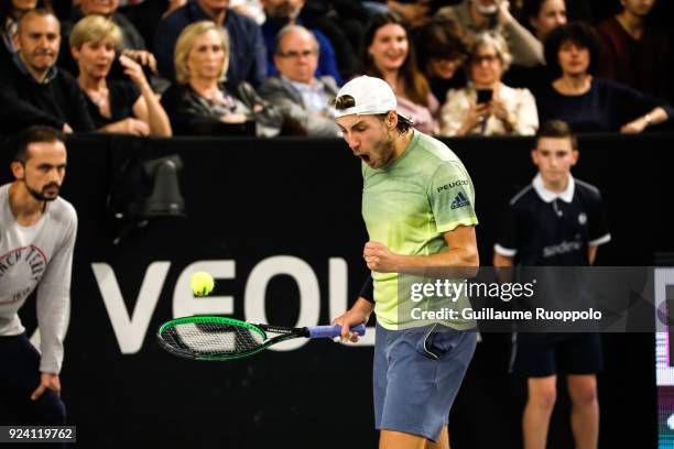 Lucas Pouille during Single Final of Tennis Open 13 on February 25, 2018 in Marseille, France.