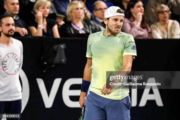 Lucas Pouille looks dejected during Single Final of Tennis Open 13 on February 25, 2018 in Marseille, France.