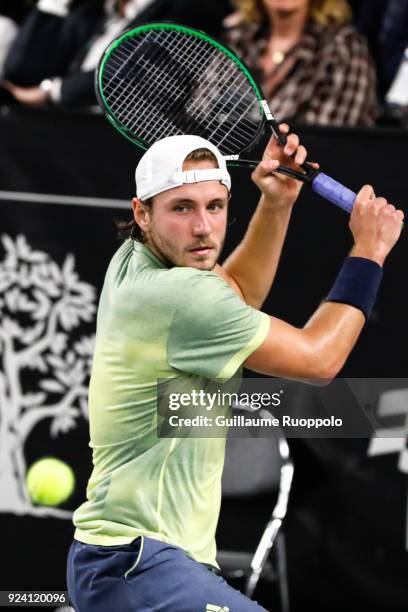 Lucas Pouille during Single Final of Tennis Open 13 on February 25, 2018 in Marseille, France.