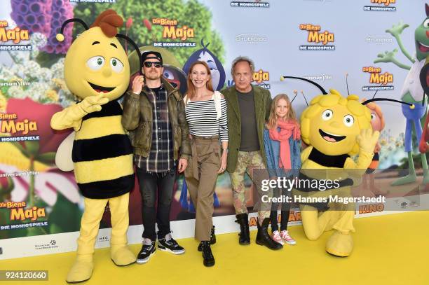 Jan Delay, Andrea Sawatzki, Uwe Ochsenknecht and Theresa Zertani during the premiere of 'Biene Maja - Die Honigspiele' at Mathaeser Filmpalast on...