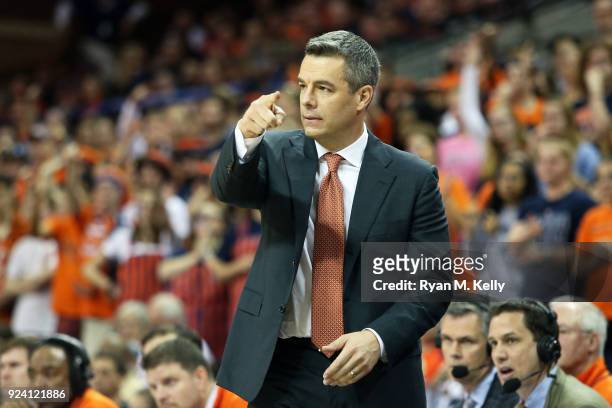 Head coach Tony Bennett of the Virginia Cavaliers in the second half during a game against the Georgia Tech Yellow Jackets at John Paul Jones Arena...