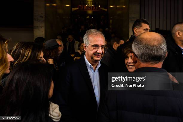 Walter Weltroni at the end of the political event &quot;The ideas of a ruling left&quot; at Teatro Eliseo in Rome, Italy, February 25, 2018.