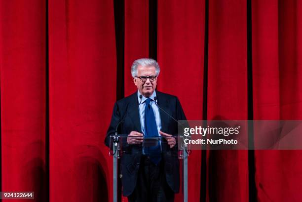 Senator Luigi Manconi speaking at the political event &quot;The ideas of a ruling left&quot; at Teatro Eliseo in Rome, Italy, February 25, 2018.