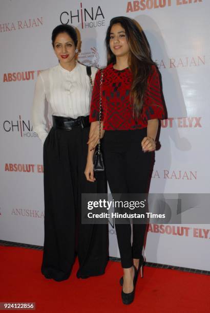 Bollywood actor Sridevi and daughter Jhanvi Kapoor at Absolut Elyx and Anushka Ranjan fashion preview at Kalina, on July 31 in Mumbai, India....