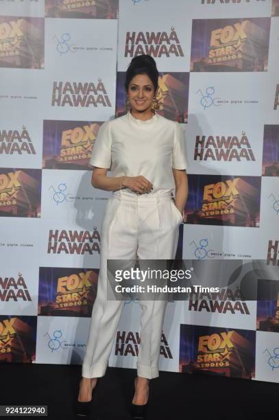 Bollywood actor Sridevi, during the trailer launch of upcoming Movie Hawaa Hawaai at PVR, on March 28 in Mumbai, India. Sridevi, the actor, wife of...