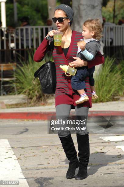 Actress Jessica Alba sighting on October 27, 2009 in West Hollywood, California.