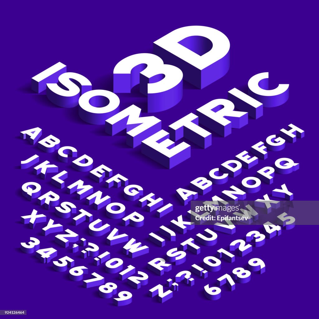 Isometric Alphabet Font 3d Effect Letters With Shadows High-Res Vector ...