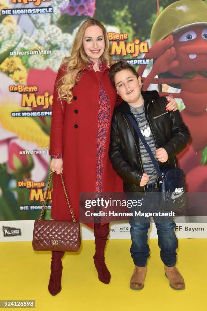 Elna-Margret Prinzessin zu Bentheim und Steinfurt and her son Jonathan during the premiere of 'Biene Maja - Die Honigspiele' at Mathaeser Filmpalast...