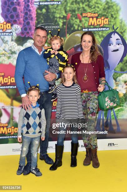 Renata Kochta and her husband Thomas Frank and their children Niklas Kochta, Tamina Kochta and Karla Kochta during the premiere of 'Biene Maja - Die...