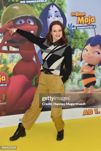 Sina Wilke attends the premiere of 'Biene Maja - Die Honigspiele' at Mathaeser Filmpalast on February 25, 2018 in Munich, Germany.