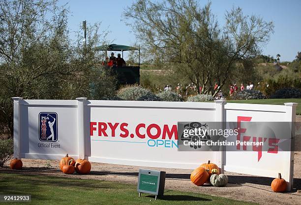 Detail of the 18th hole tee box during the fourth round of the Frys.com Open at Grayhawk Golf Club on October 25, 2009 in Scottsdale, Arizona.