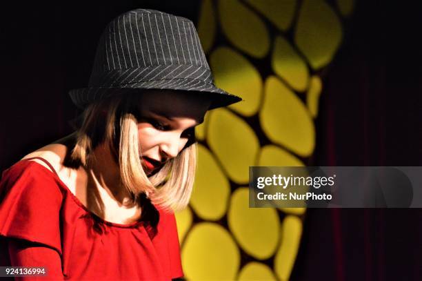 Girl performs on the stage during a children's theatre held by a Russian-speaking community in Ankara, Turkey on February 25, 2018.