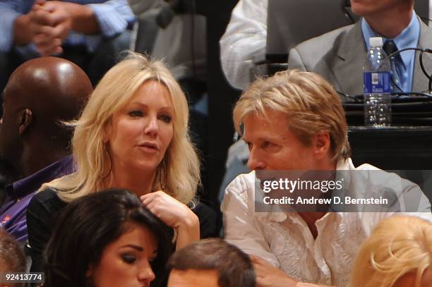 Actress Heather Locklear and Actor Jack Wagner attend the season opener between the Los Angeles Clippers and the Los Angeles Lakers at Staples Center...