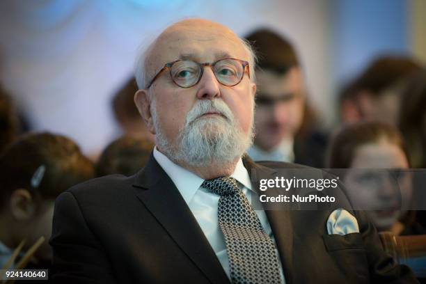 Poland's greatest living composer and Krzysztof Penderecki is seen attending a concert at the Presidential Palace in Warsaw, Poland, on 28 February...