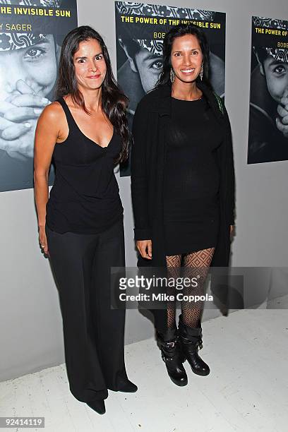 Model/actress Patricia Velasquez and television personality Padma Lakshmi attend "The Power Of The Invisible Sun" book launch party at Donna Karan's...