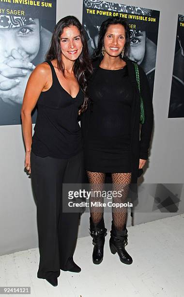 Model/actress Patricia Velasquez and television personality Padma Lakshmi attend "The Power Of The Invisible Sun" book launch party at Donna Karan's...