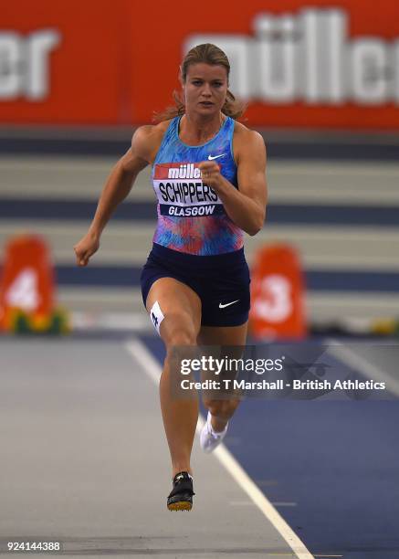 Dafne Schippers of Netherlands competes in the Women's 60 meters heats during the Muller Indoor Grand Prix event on the IAAF World Indoor Tour at the...