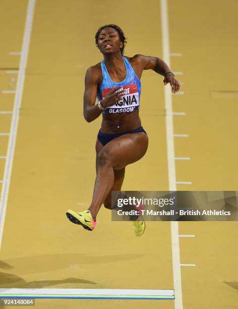 Khaddi Sagnia of Sweden competes in the Women's Long Jump Final during the Muller Indoor Grand Prix event on the IAAF World Indoor Tour at the...