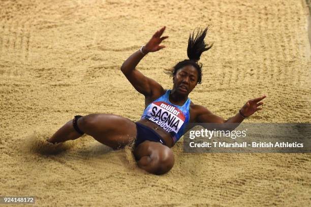 Khaddi Sagnia of Sweden competes in the Women's Long Jump Final during the Muller Indoor Grand Prix event on the IAAF World Indoor Tour at the...