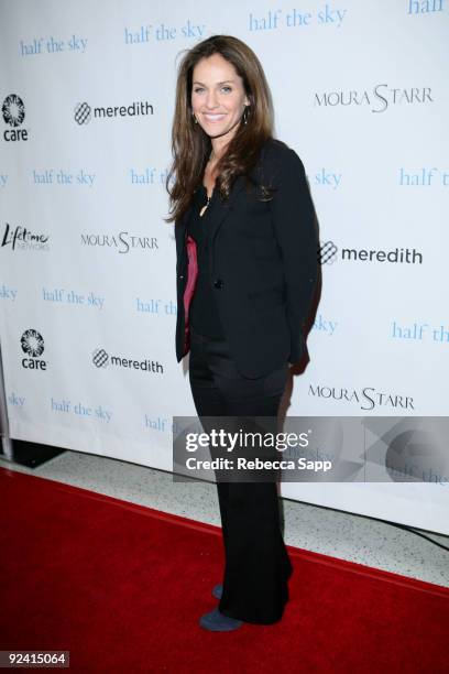 Amy Brenneman arrives at the "Half the Sky" book party hosted by Meredith Corp, Lifetime and CARE at Pacific Design Center on October 27, 2009 in...