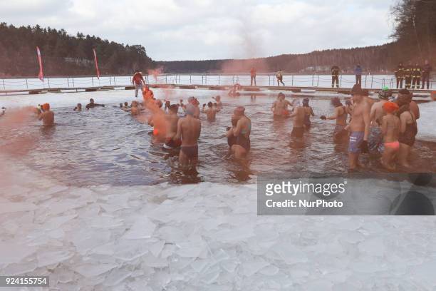 Over 100 so-called walruses take part in the winter swimming in the Garczyn lake near the village Garczyn, in Kashubia region, Poland on 25 February...