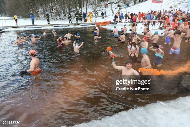 Over 100 so-called walruses take part in the winter swimming in the Garczyn lake near the village Garczyn, in Kashubia region, Poland on 25 February...