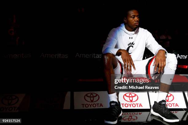 Gary Clark of the Cincinnati Bearcats waits to take the court for pregame introductions prior to the game against the Tulsa Golden Hurricane at BB&T...