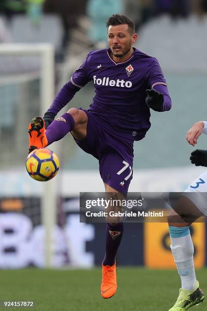 Cyril Thereau of ACF Fiorentina in action during the serie A match between ACF Fiorentina and AC Chievo Verona at Stadio Artemio Franchi on February...