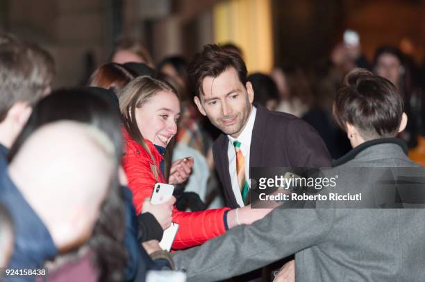 David Tennant takes a selfie with a fan at the European Premiere of 'You, Me and Him' during the 14th Glasgow Film Festival at Glasgow Film Theatre...