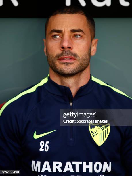 Medhi Lacen of Malaga CF, during the La Liga Santander match between Athletic de Bilbao v Malaga at the Estadio San Mames on February 25, 2018 in...