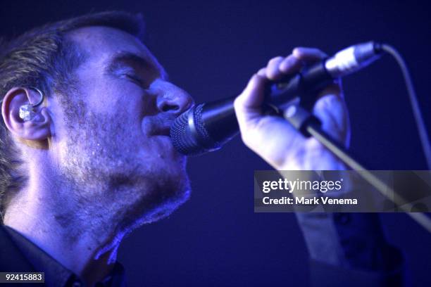 Robert Del Naja aka 3D performs live with Massive Attack at Heineken Music Hall on October 27, 2009 in Amsterdam, Netherlands.